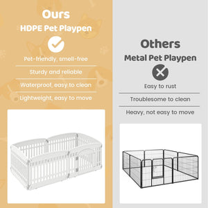 6-Panel Plastic Dog Playpen 24 Inch Indoor Outdoor Pet Fence with Locking Door-White view 8