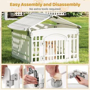 6-Panel Plastic Dog Playpen 24 Inch Indoor Outdoor Pet Fence with Locking Door-White view 9