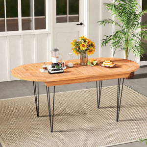 6 Person 71 Inch Patio Dining Table with Teak Wood Tabletop view 2