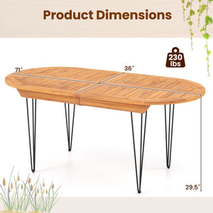 6 Person 71 Inch Patio Dining Table with Teak Wood Tabletop view 5