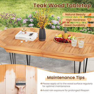 6 Person 71 Inch Patio Dining Table with Teak Wood Tabletop view 8