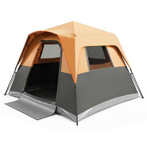 6-Person Outdoor Camping Tent Blackout Easy Setup Instant Cabin Tent with Rainfly and Carrying Bag-Orange view 3