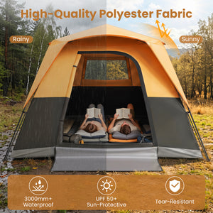 6-Person Outdoor Camping Tent Blackout Easy Setup Instant Cabin Tent with Rainfly and Carrying Bag-Orange view 7