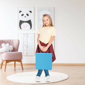 6 Pieces 15 Inches Square Toddler Floor Cushions Flexible Soft Foam Seating with Handles-Blue view 2