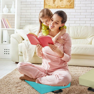 6 Pieces 15 Inches Square Toddler Floor Cushions Flexible Soft Foam Seating with Handles-Blue view 3