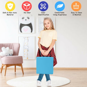 6 Pieces 15 Inches Square Toddler Floor Cushions Flexible Soft Foam Seating with Handles-Blue view 5
