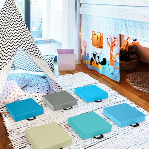 6 Pieces 15 Inches Square Toddler Floor Cushions Flexible Soft Foam Seating with Handles-Blue view 8