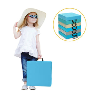 6 Pieces 15 Inches Square Toddler Floor Cushions Flexible Soft Foam Seating with Handles-Blue view 9