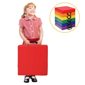 6 Piece 15 Inche Square Toddler Floor Cushions Flexible Soft Foam Seating with Handles-Color view 5