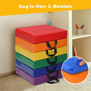 6 Piece 15 Inche Square Toddler Floor Cushions Flexible Soft Foam Seating with Handles-Color view 7
