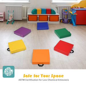 6 Piece 15 Inche Square Toddler Floor Cushions Flexible Soft Foam Seating with Handles-Color view 8