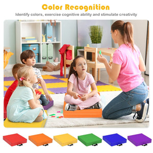 6 Piece 15 Inche Square Toddler Floor Cushions Flexible Soft Foam Seating with Handles-Color view 9