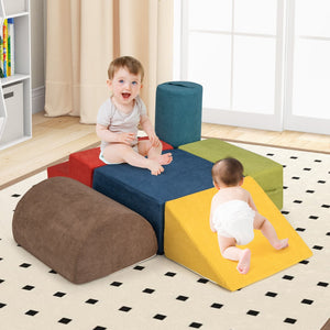 6-Piece Baby Climbing Blocks with 30D High-Density Foam and Carrying Handles-Multicolor view 2