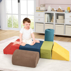 6-Piece Baby Climbing Blocks with 30D High-Density Foam and Carrying Handles-Multicolor view 3