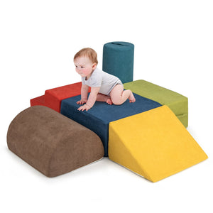 6-Piece Baby Climbing Blocks with 30D High-Density Foam and Carrying Handles-Multicolor view 4