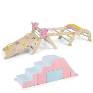 6-Piece Toddler Indoor Play Gym with Climbing Frame & Foam Climbing Blocks view 3