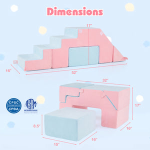 6-Piece Toddler Indoor Play Gym with Climbing Frame & Foam Climbing Blocks view 5