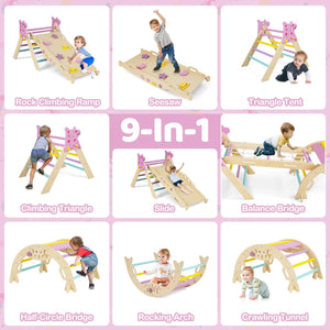 6-Piece Toddler Indoor Play Gym with Climbing Frame & Foam Climbing Blocks view 9