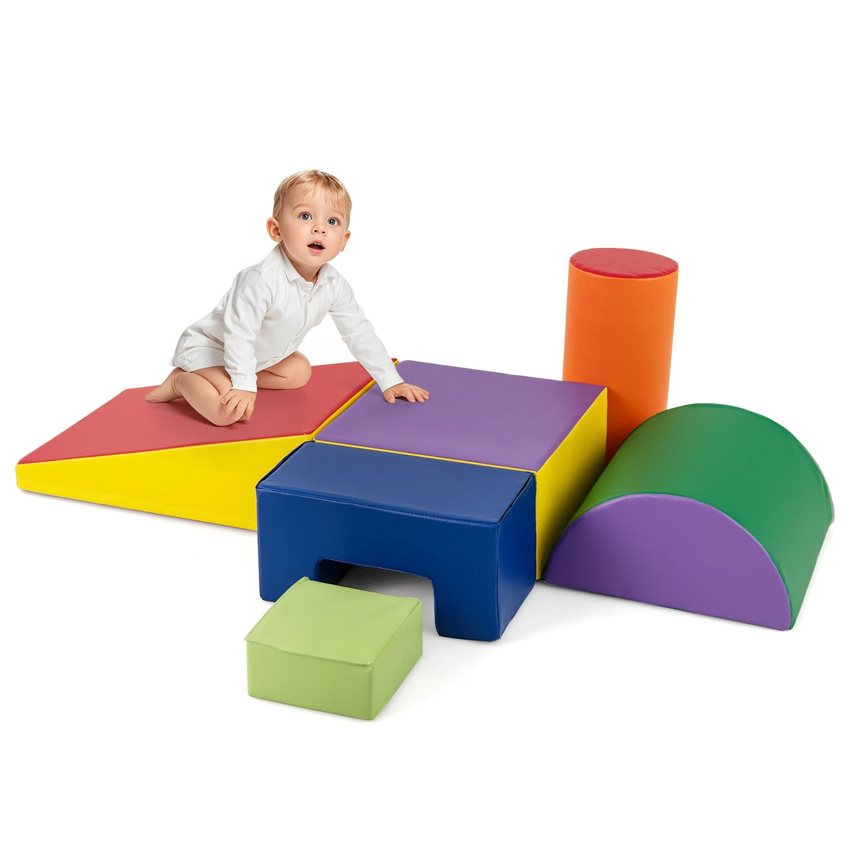 6 Pieces Foam Climbing Blocks Indoor Climb and Crawl Activity Playset with Rectangles-Purple