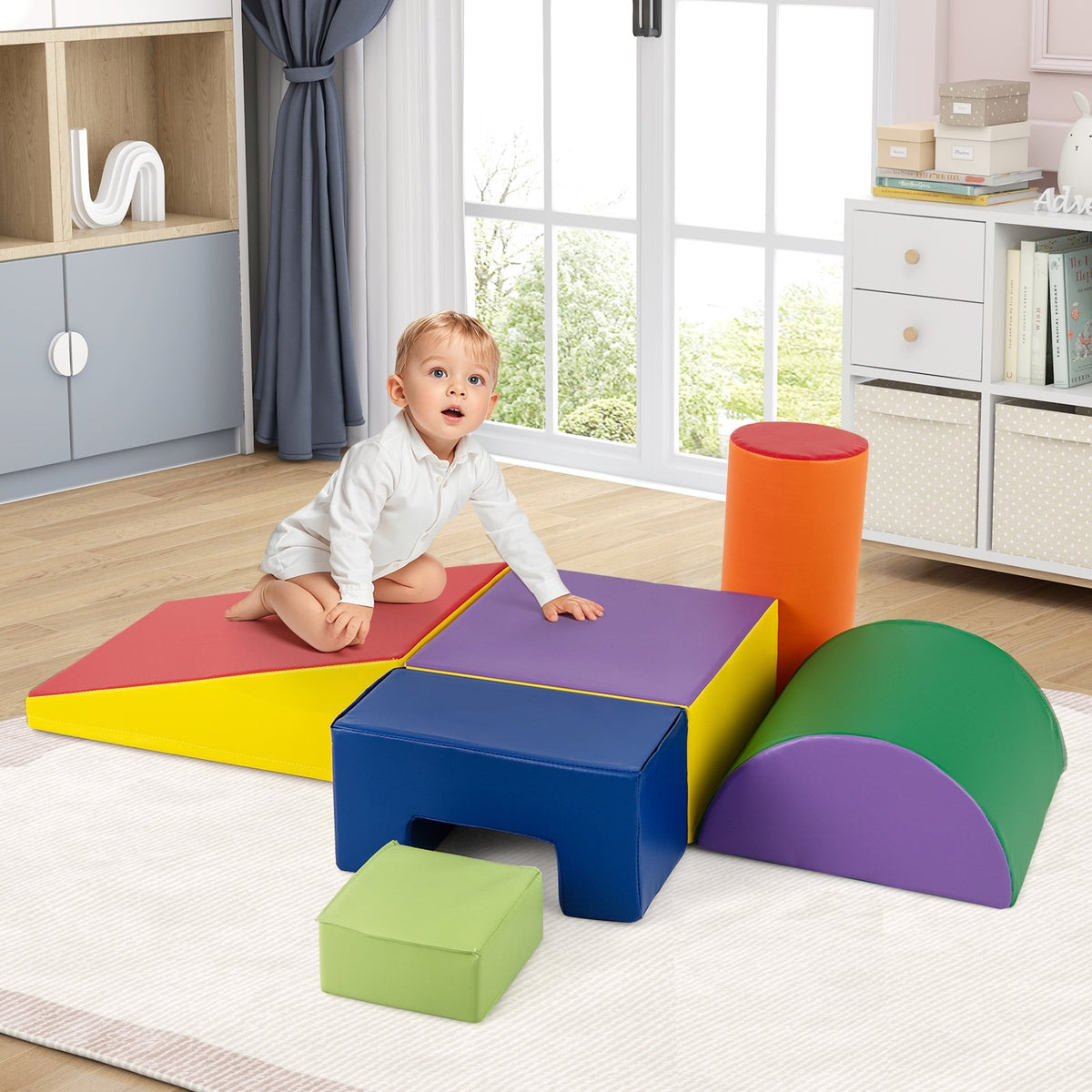 6 Pieces Foam Climbing Blocks Indoor Climb and Crawl Activity Playset with Rectangles-Purple view 2