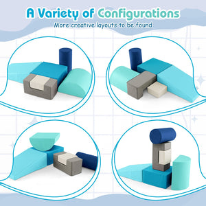 6 Pieces Foam Climbing Blocks Indoor Climb and Crawl Activity Playset with Rectangles-Navy view 6