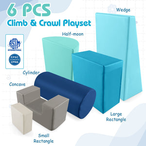 6 Pieces Foam Climbing Blocks Indoor Climb and Crawl Activity Playset with Rectangles-Navy view 8