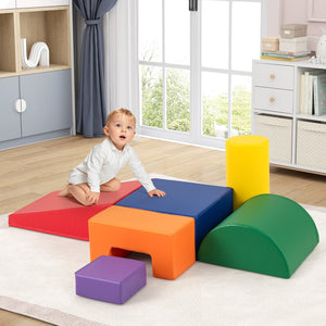 6 Pieces Foam Climbing Blocks Indoor Climb and Crawl Activity Playset with Rectangles-Orange view 2