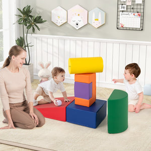 6 Pieces Foam Climbing Blocks Indoor Climb and Crawl Activity Playset with Rectangles-Orange view 3