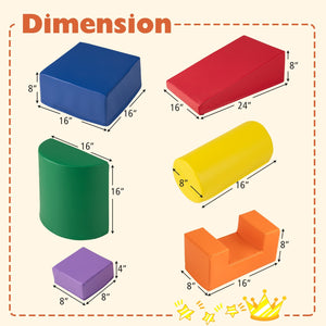 6 Pieces Foam Climbing Blocks Indoor Climb and Crawl Activity Playset with Rectangles-Orange view 4