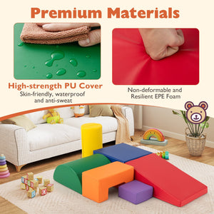 6 Pieces Foam Climbing Blocks Indoor Climb and Crawl Activity Playset with Rectangles-Orange view 5