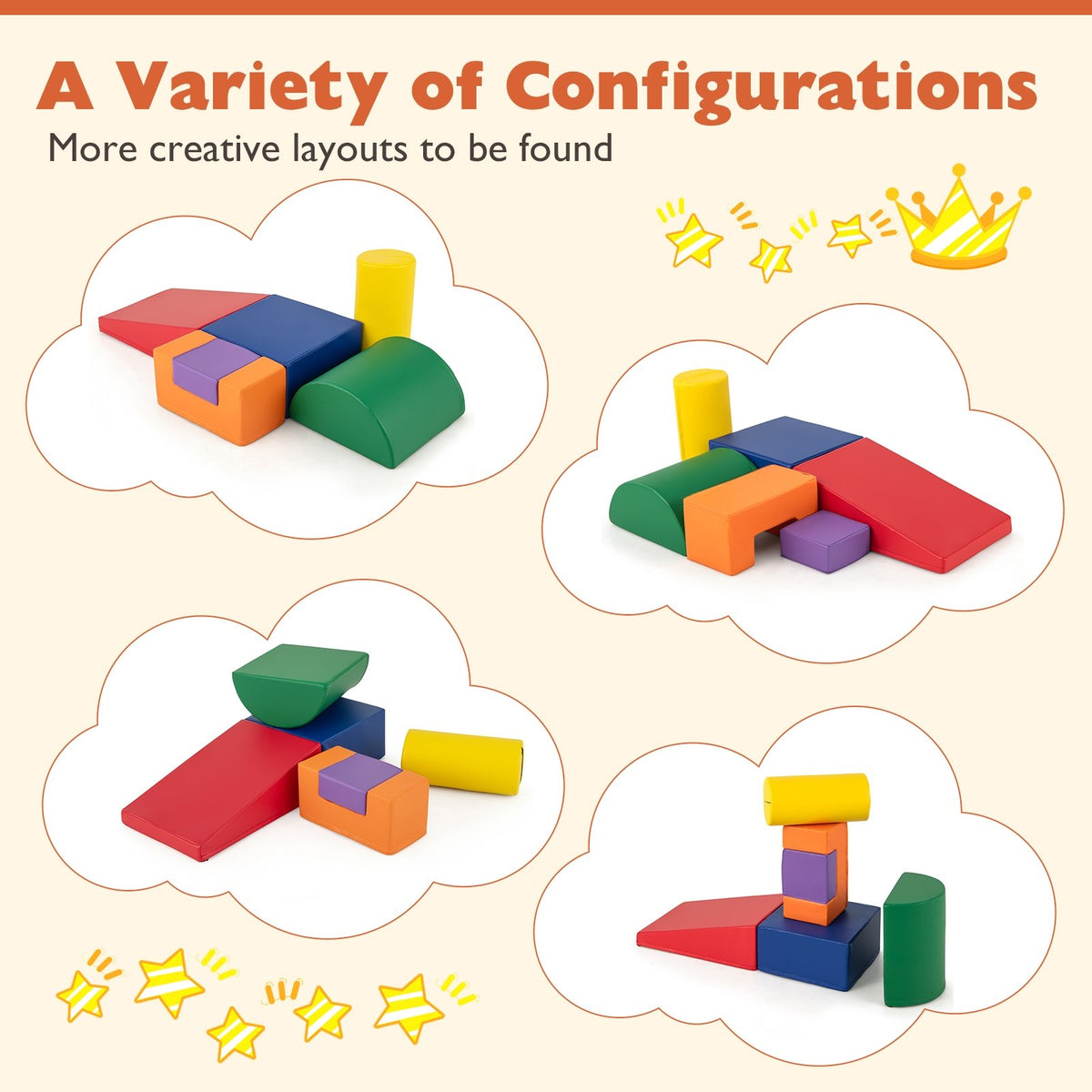 6 Pieces Foam Climbing Blocks Indoor Climb and Crawl Activity Playset with Rectangles-Orange view 6