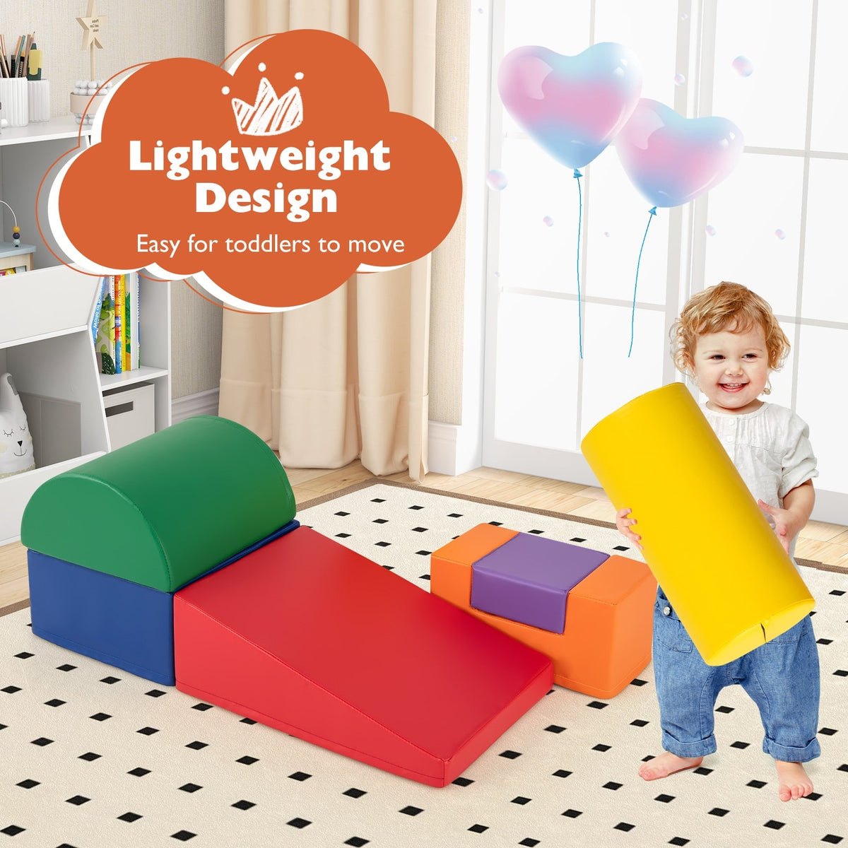6 Pieces Foam Climbing Blocks Indoor Climb and Crawl Activity Playset with Rectangles-Orange view 7