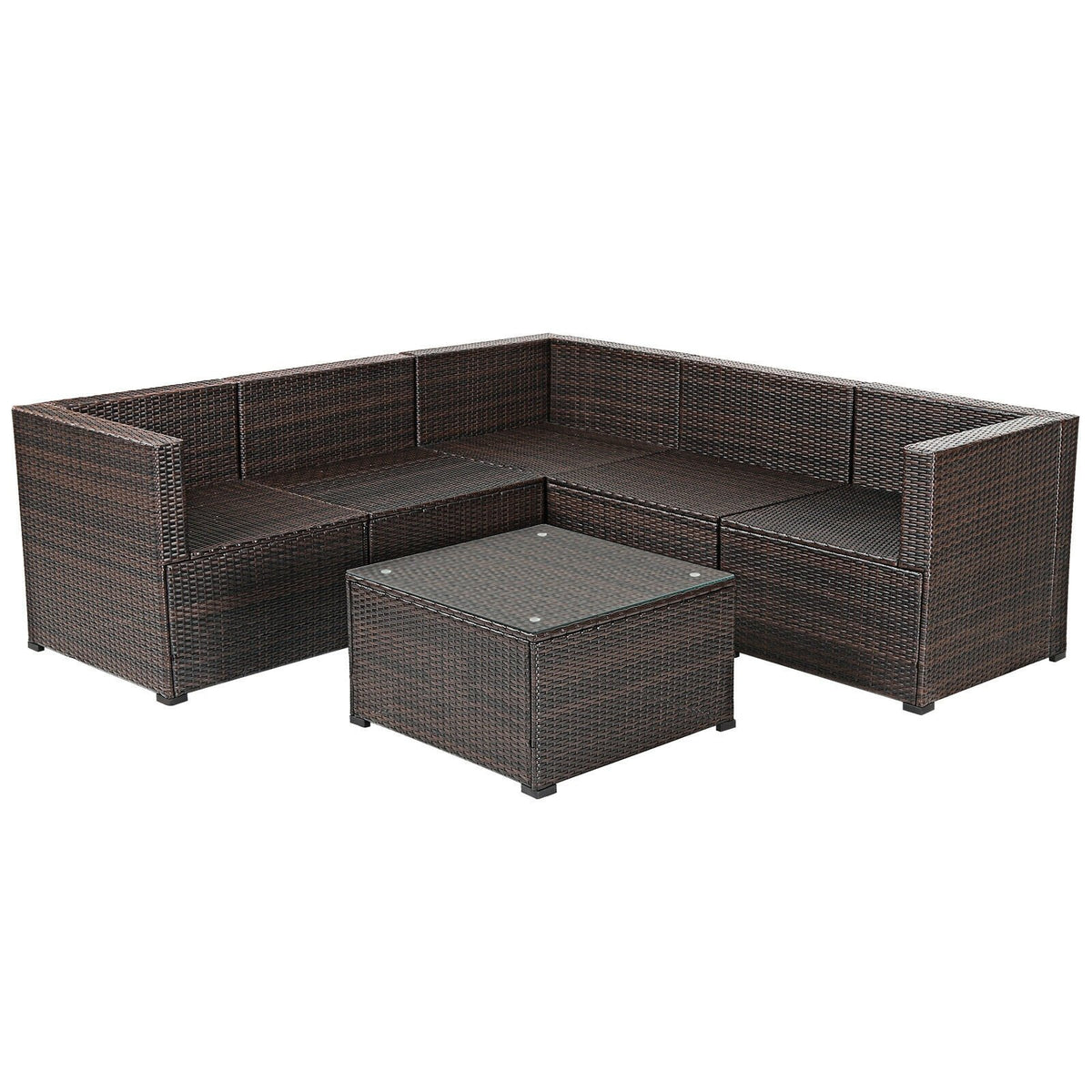 6 Pieces Patio Furniture Sofa Set with Cushions for Outdoor-Turquoise view 8