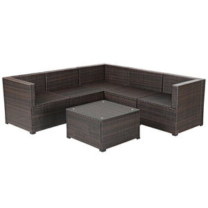 6 Pieces Patio Furniture Sofa Set with Cushions for Outdoor-Turquoise view 8
