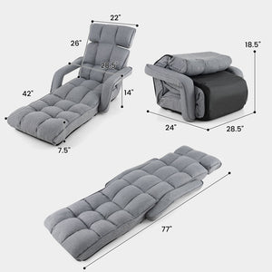 6-Position Adjustable Floor Chair with Adjustable Armrests and Footrest-Gray view 5