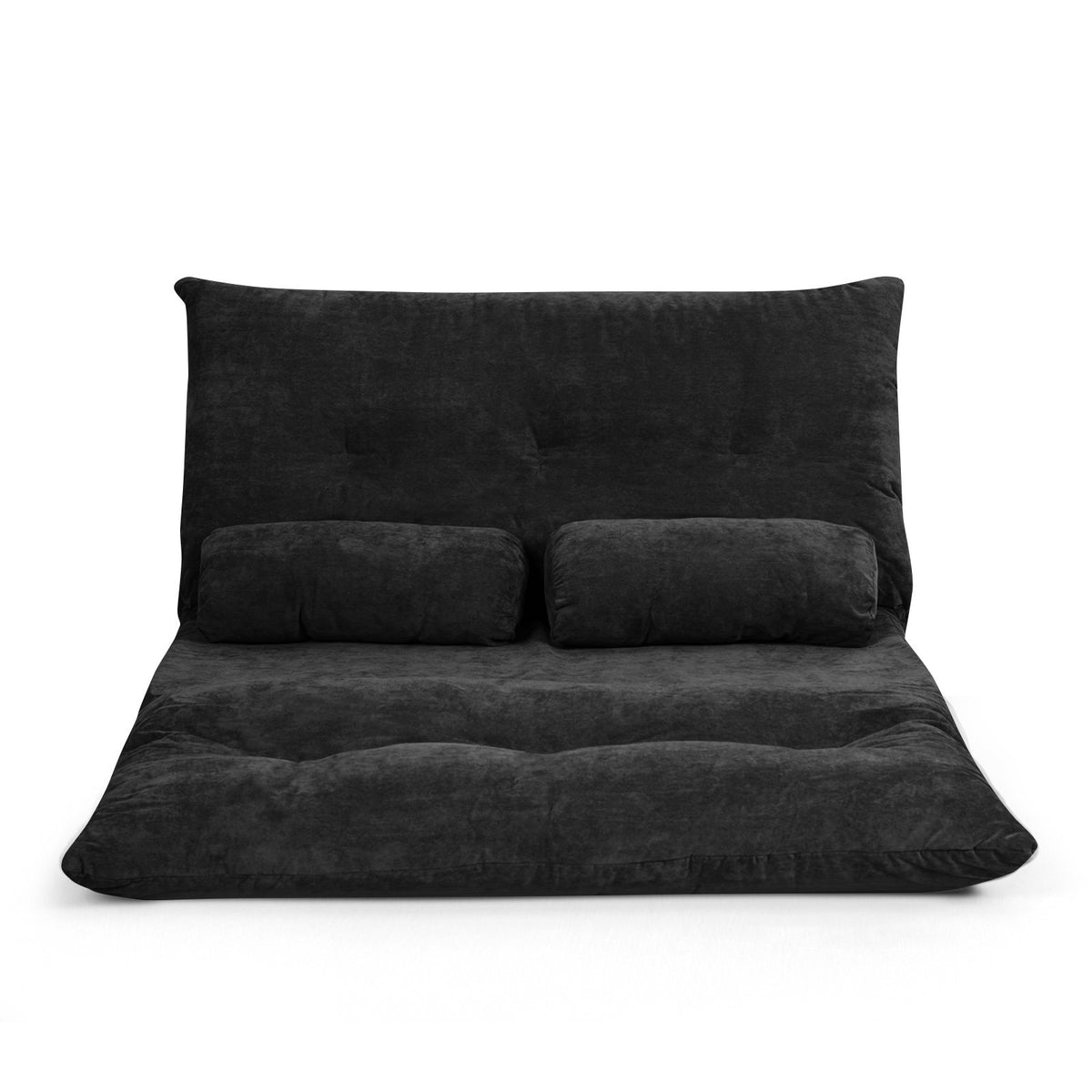 6-Position Adjustable Sleeper Lounge Couch with 2 Pillows-Black view 4