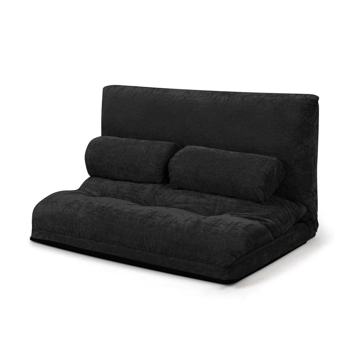 6-Position Adjustable Sleeper Lounge Couch with 2 Pillows-Black view 9