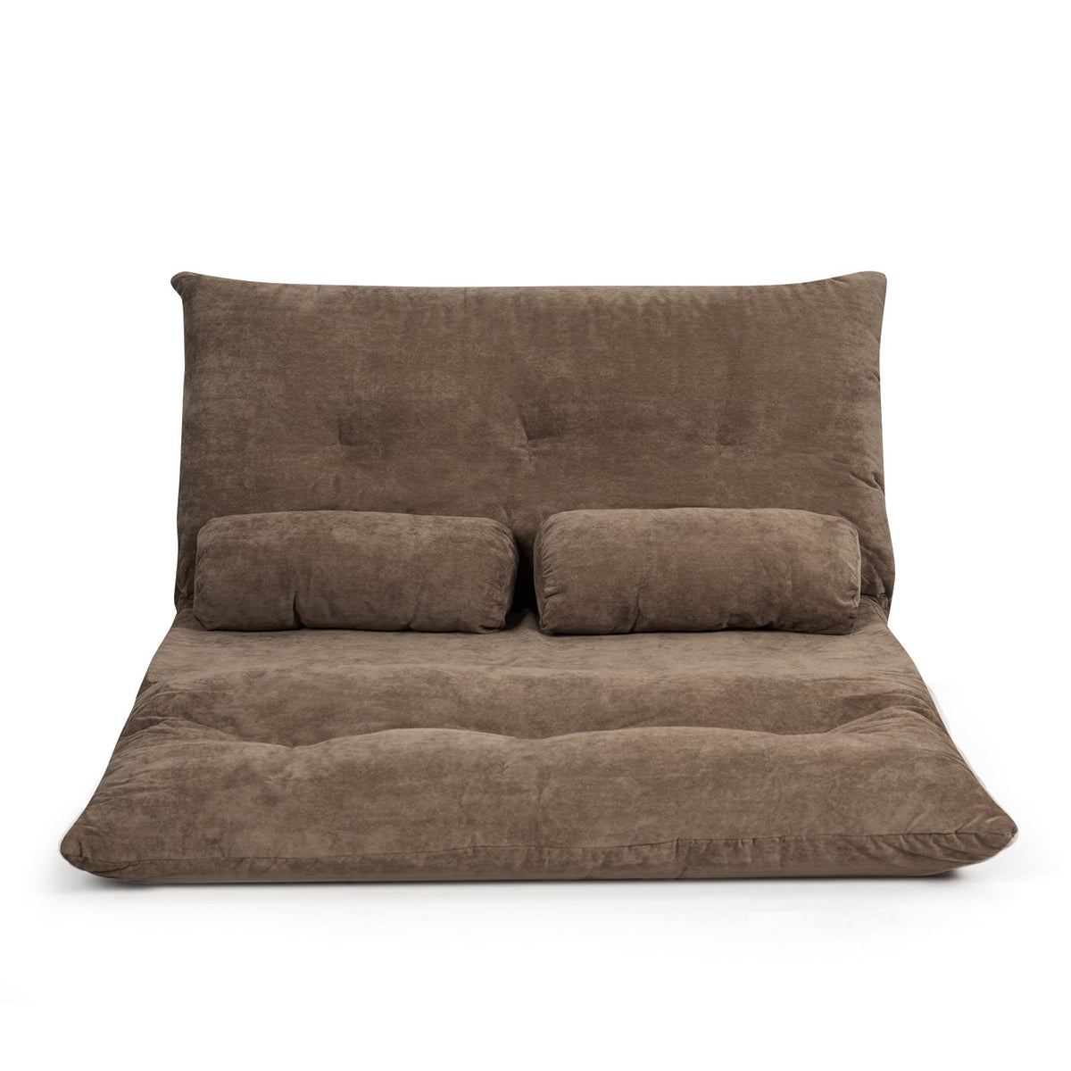 6-Position Adjustable Sleeper Lounge Couch with 2 Pillows-Brown view 9