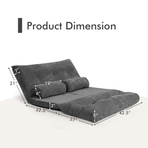 6-Position Adjustable Sleeper Lounge Couch with 2 Pillows-Gray view 5