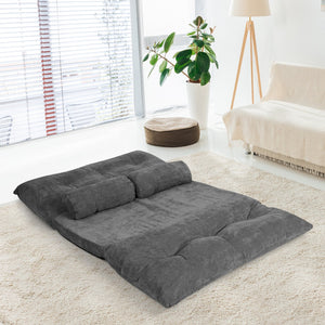 6-Position Adjustable Sleeper Lounge Couch with 2 Pillows-Gray view 8