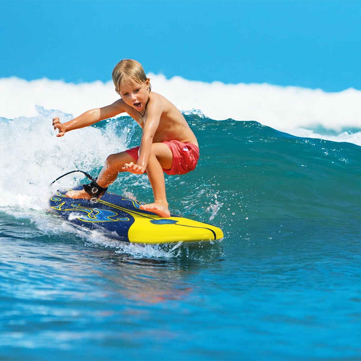 6 Feet Surfboard with 3 Detachable Fins-Yellow view 3