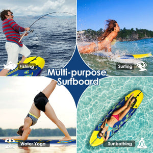 6 Feet Surfboard with 3 Detachable Fins-Yellow view 7