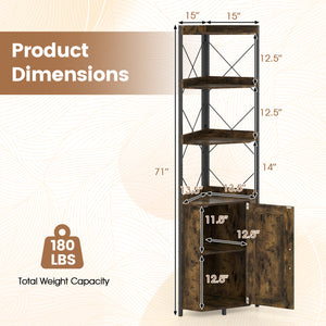 6-Tier 71 inches Tall Freestanding Bookshelf with Cabinet and Metal Frame-Black view 5