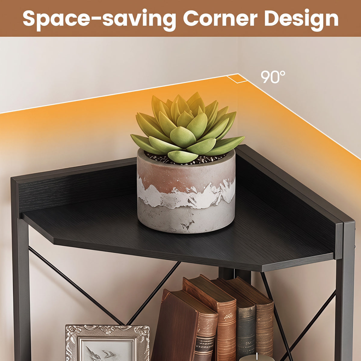 6-Tier 71 inches Tall Freestanding Bookshelf with Cabinet and Metal Frame-Black view 9