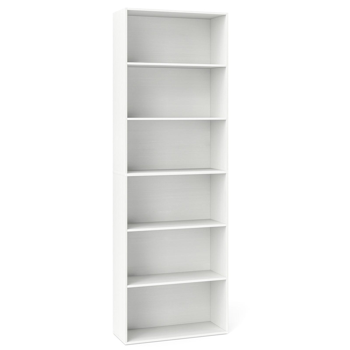 6-Tier Bookcase with 6 Open Shelves and Anti-Toppling Kits-White