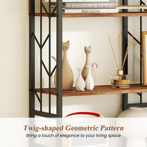 6-Tier Bookshelf Modern Geometric Bookcase with Heavy-duty Metal Frame and Anti-tipping Kits-Rustic Brown view 6