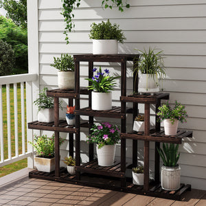 6-Tier Flower Wood Stand Plant Display Rack Storage Shelf view 2