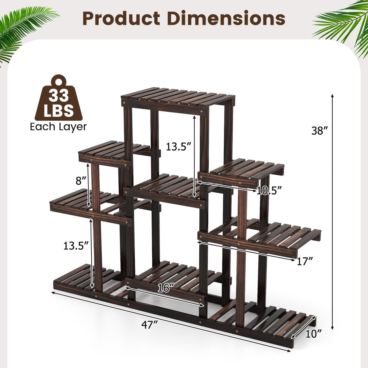 6-Tier Flower Wood Stand Plant Display Rack Storage Shelf view 4
