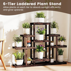 6-Tier Flower Wood Stand Plant Display Rack Storage Shelf view 6