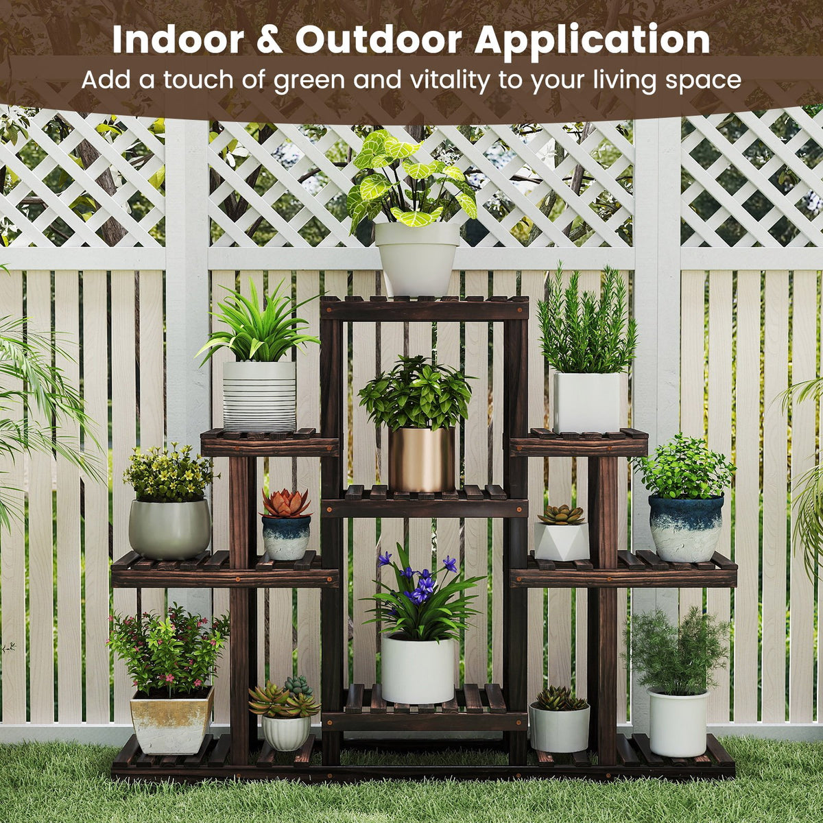 6-Tier Flower Wood Stand Plant Display Rack Storage Shelf view 8